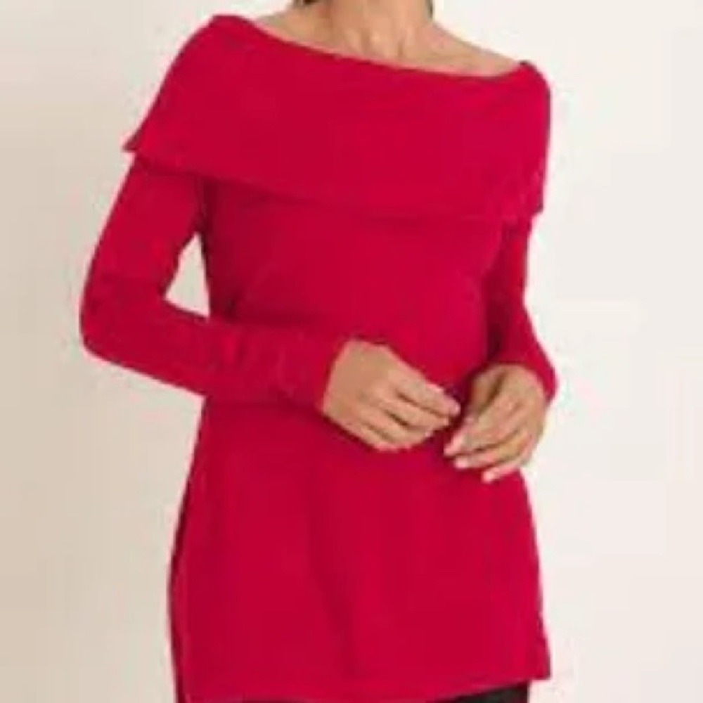 Chico's Zenergy Red Cozy Brushed Fleece Tunic - Picture 2 of 11